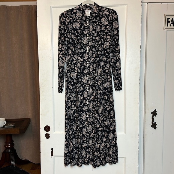 Vintage Talbots long sleeve button down maxi dress floral - Picture 1 of 11